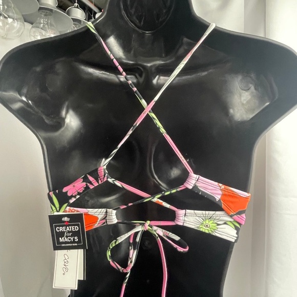 NWT Salt + Cove Bikini • Strappy Push-Up Top & Shirred High Waist Retro Bottoms - Picture 3 of 13